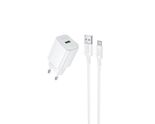 Мережевий зарядний пристрій з кабелем BOROFONE BAS82A Star single port QC3.0 charger set (Micro) (EU) White (6941991126734)