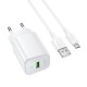 Мережевий зарядний пристрій з кабелем BOROFONE BAS82A Star single port QC3.0 charger set (Micro) (EU) White (6941991126734)