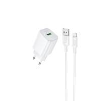 Мережевий зарядний пристрій BOROFONE BAS82A Star single port QC3.0 charger set (Type-C) (EU) White (6941991126758)