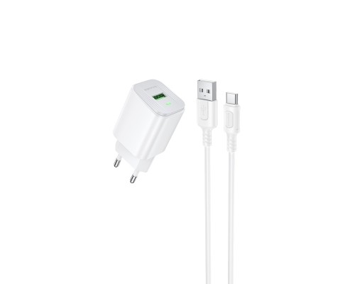 Мережевий зарядний пристрій BOROFONE BAS82A Star single port QC3.0 charger set (Type-C) (EU) White (6941991126758)