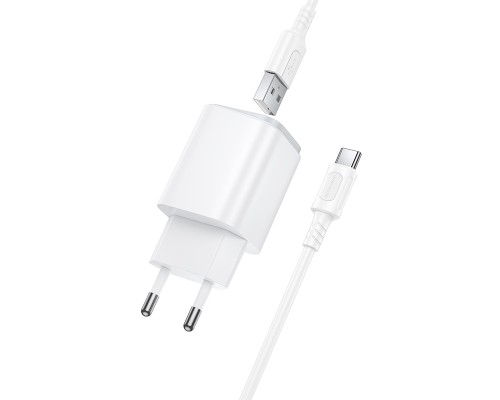 Мережевий зарядний пристрій BOROFONE BAS82A Star single port QC3.0 charger set (Type-C) (EU) White (6941991126758)
