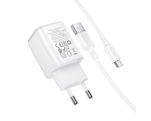 Мережевий зарядний пристрій BOROFONE BAS82A Star single port QC3.0 charger set (Type-C) (EU) White (6941991126758)