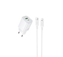 Мережевий зарядний пристрій BOROFONE BAS83A Star PD20W+QC3.0 charger set (C to iP) (EU) White (6941991126796)