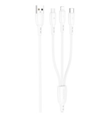 Кабель BOROFONE BX71 3-in-1 charging cable (iP+Micro+Type-C) White (6974443384550)
