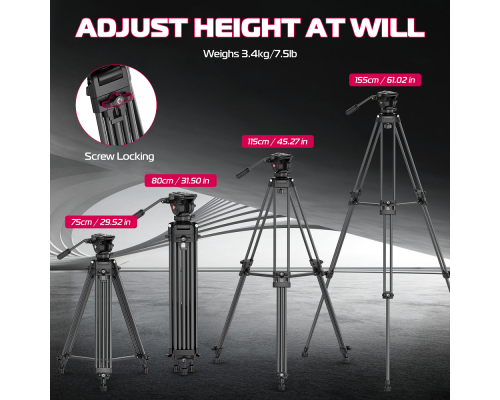 Штатив Ulanzi MT-81 Tripod (80-155cm) Black (T080GBB1)