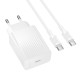 Мережевий зарядний пристрій з кабелем BOROFONE BAS75A Source single port PD30W charger set (C to C) (EU)White (6941991122866)