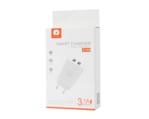Мережевий зарядний пристрій WUW-C155 2USB 3.1A white (WUW-C155)