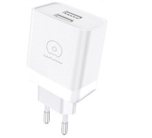 Мережевий зарядний пристрій WUW-C222 2.4A Charger  2 USB A  white (C222)