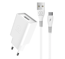 Мережевий зарядний пристрій з кабелем WUW-T82 Single USB home charger set type-c (6972573336555)