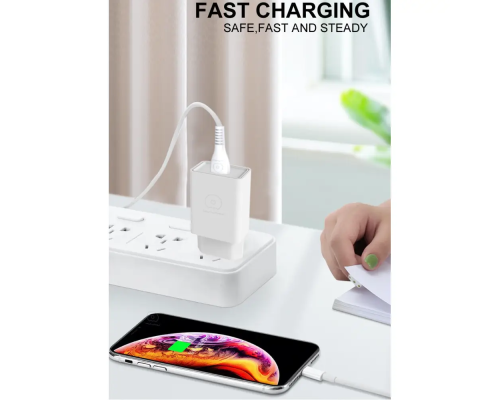 Мережевий зарядний пристрій з кабелем WUW-T82 Single USB home charger set type-c (6972573336555)
