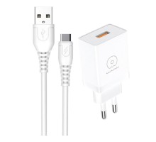 Мережевий зарядний пристрій WUW-T66 Single USB home charger kit (6972573335084)
