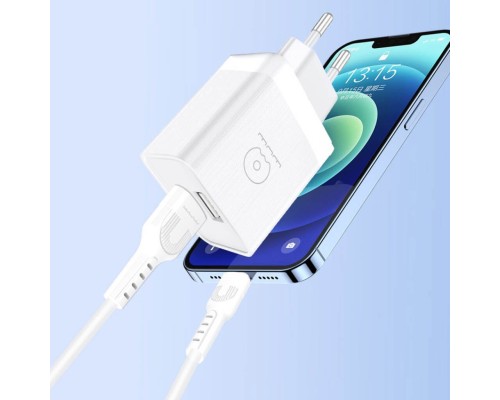 Мережевий зарядний пристрій з кабелем WUW-T92 2USB/2.4A set type-c (6972573337682)