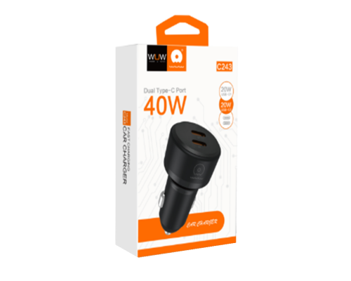 Автомобільний зарядний пристрій WUW-C243 PD20W+ PD20W black (6972573338351)