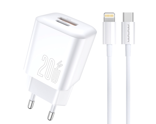 Мережевий зарядний пристрій з кабелем WUW-T104L PD20W A+C  Lightning kit (6978749570631)