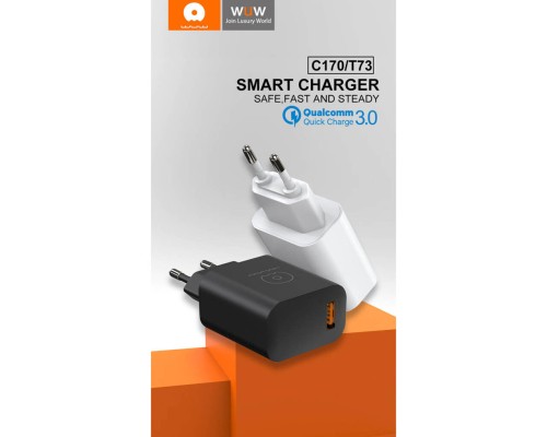 Мережевий зарядний пристрій WUW-C170 QC 3.0 single USB charger 18W (6972573335312)