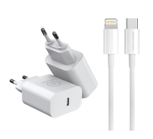 Мережевий зарядний пристрій з кабелем WUW-T81L PD 20W USB C fast charger +USB C to Lightning cable kit (6972573335503)