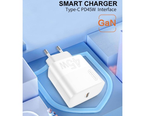 Мережевий зарядний пристрій WUW-C202 PD45W GaN Eu Smart Charger (6972573336821)