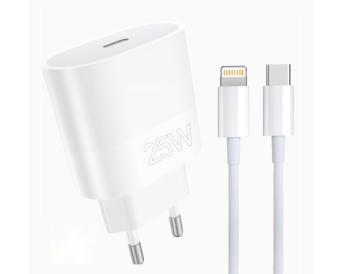 Мережевий зарядний пристрій з кабелем WUW-T86L PD 25W fast charger + USB C to lighting set (6972573338207)