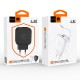 Мережевий зарядний пристрій з кабелем WUW-C268 12W fast charger USB A +retractable 70cm type c Cable (6978749570044)
