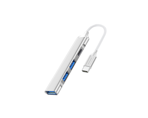 USB-хаб WUW-X236 USB 4-in-1 multifunctional expander, USB3.0 high-speed transmission Silver (6972573339228)
