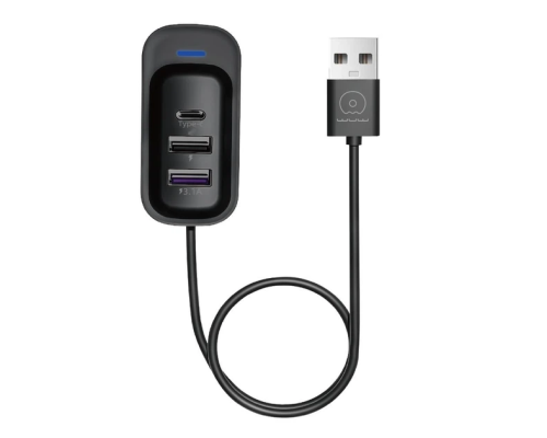 USB-хаб WUW-C245 3-in-1 USB-A  to 2 USB-A, USB-C Black (6972573338511)