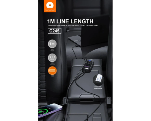 USB-хаб WUW-C245 3-in-1 USB-A  to 2 USB-A, USB-C Black (6972573338511)