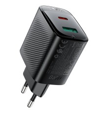 Мережевий зарядний пристрій ACEFAST A106 PD45W GaN (USB-C+USB-A) charger (EU) Black (6974316284031)