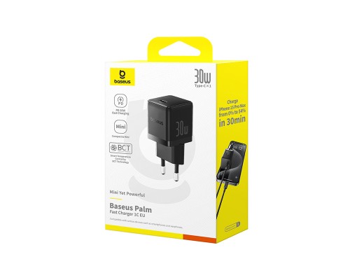 Мережевий зарядний пристрій Baseus Palm Fast Charger 1C 30W EU Cluster Black (P10111605113-00)