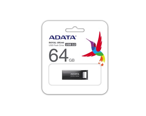 Флеш-накопичувач ADATA USB 3.2 UR340 64Gb Black (AROY-UR340-64GBK)