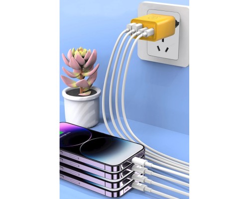 Мережевий зарядний пристрій WUW-C212 48W Charger 2 USB C +  2 USB C yellow (C212)