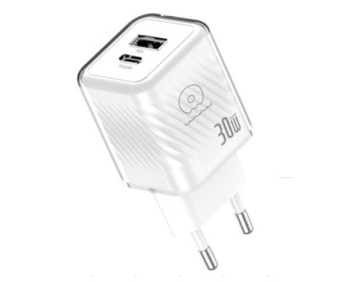 Мережевий зарядний пристрій WUW-C228 30W Gan Charger USB C + USB A white (C228)