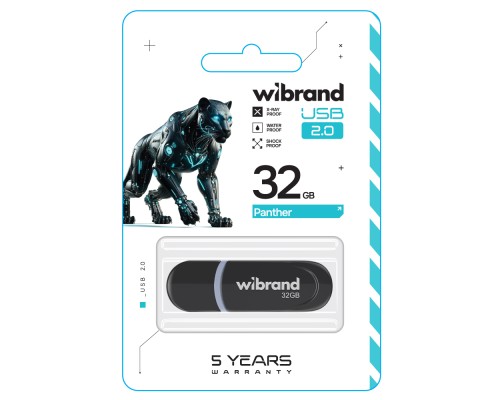 Флеш-накопичувач Wibrand USB 2.0 Panther 32Gb Black (WI2.0/PA32P2B)