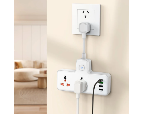 Мережевий подовжувач HOCO AC12 Reise 2-position expansion socket(PD30W/1C3A) (US) White (6942007607087)