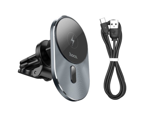 Автотримач для телефона з БЗП HOCO CA91 Magic magnetic wireless fast charging car holder Gray (6931474753465)