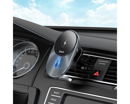 Автотримач для телефона з БЗП HOCO CA91 Magic magnetic wireless fast charging car holder Gray (6931474753465)