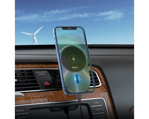 Автотримач для телефона з БЗП HOCO CA91 Magic magnetic wireless fast charging car holder Gray (6931474753465)