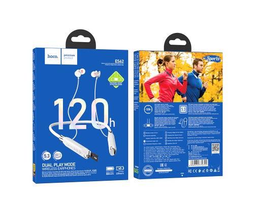 Бездротові спортивні навушники HOCO ES62 Pretty neck-hang BT earphones Grey (6931474770745)