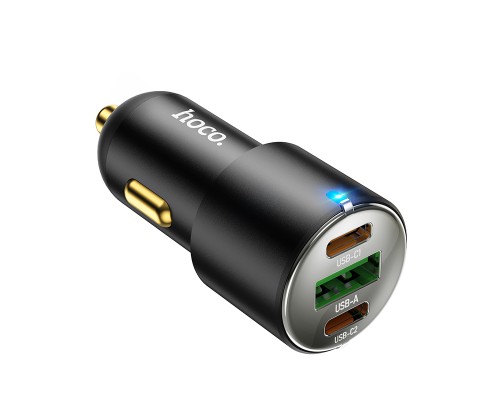 Автомобільний зарядний пристрій HOCO NZ6 PD45W 3-port(2C1A) car charger Black (6931474765185)