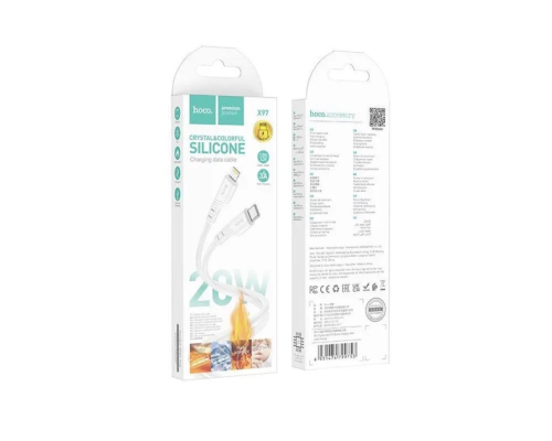 Кабель HOCO X97 Crystal color silicone charging data cable iP white (6931474799791)