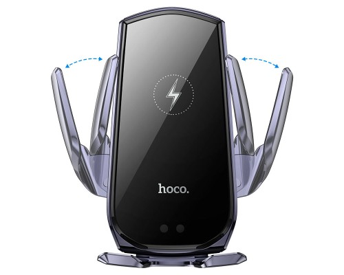 Автотримач для телефона з БЗП HOCO CA202 Plus Enlightener infrared induction wireless charging car holder(air outlet) Black metal gray (6942007623469)