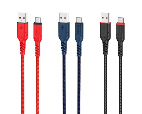 Кабель HOCO X59 USB to Type-C 3A, 1m, nylon, TPE connectors, Red (6931474744937)