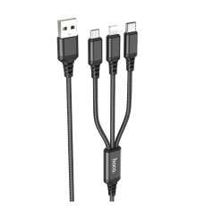 Кабель HOCO X76 3-in-1 Super charging cable (iP+Type-C+Micro) Black (6931474767400)