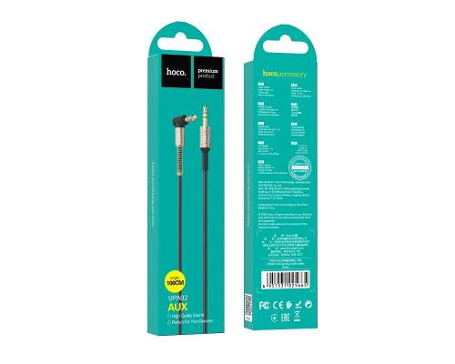 Аудіокабель HOCO UPA02 3.5mm male to 3.5mm male, TPE, 1m, Black (6957531025665)