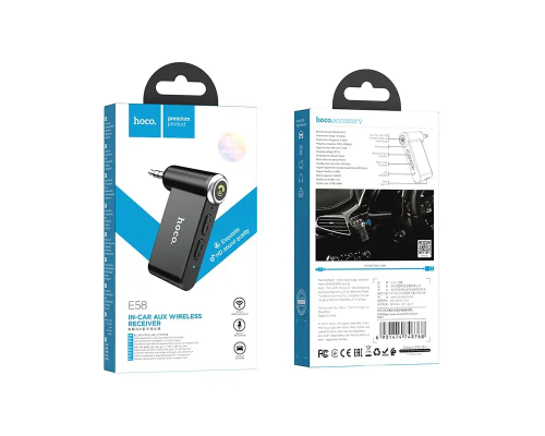 Bluetooth-ресивер HOCO E58 Magic music car AUX BT receiver Black (6931474748768)