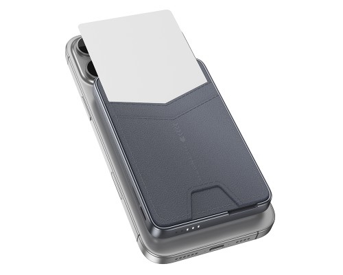 Зовнішній акумулятор HOCO Q46 Title PD20W magnetic power bank+card holder+phone holder(5000mAh) Silver Gray (6942007663106)