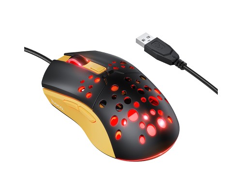 Маніпулятор миша HOCO GM51 Sky luminous gaming wired mouse black＆yellow (6942007675253)