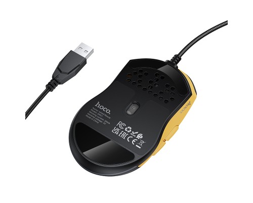 Маніпулятор миша HOCO GM51 Sky luminous gaming wired mouse black＆yellow (6942007675253)