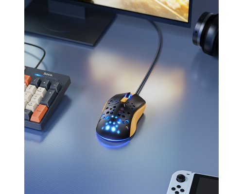 Маніпулятор миша HOCO GM51 Sky luminous gaming wired mouse black＆yellow (6942007675253)