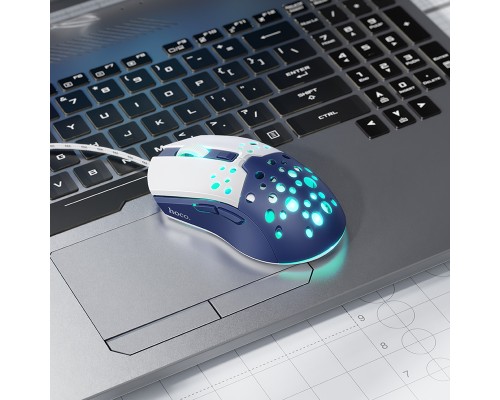 Маніпулятор миша HOCO GM51 Sky luminous gaming wired mouse white＆blue (6942007675260)