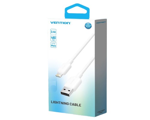Кабель Vention USB 2.0 Type-A Male to Lightning Male 2.4A Cable 1M White PVC Type (LAMWF)